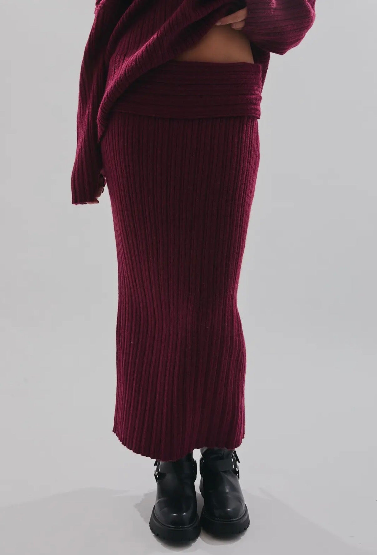 Off The Shoulder Sweater Maxi- Skirt Set