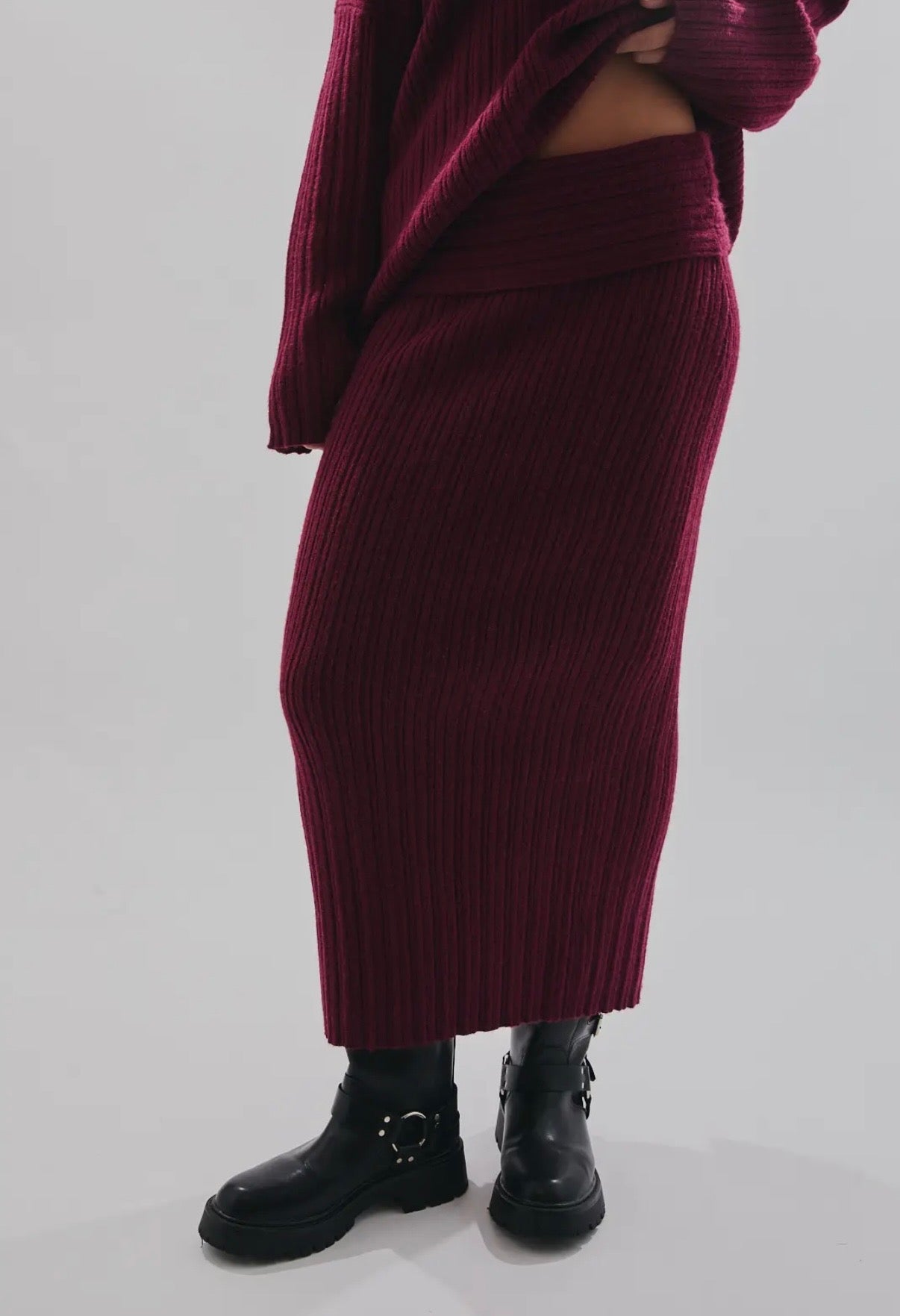 Off The Shoulder Sweater Maxi- Skirt Set