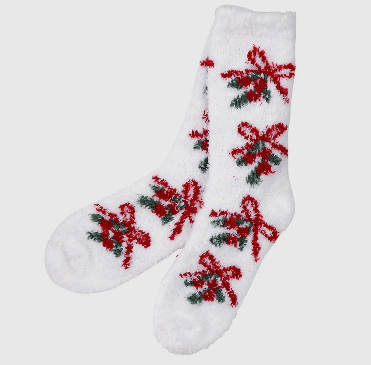 Mistletoe Fuzzy Socks in Ornament