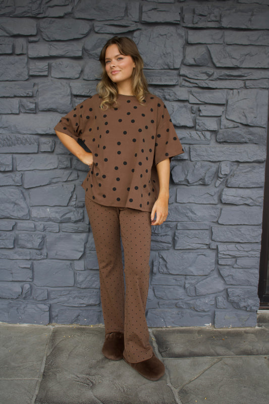 Brown & Black Polka Dot Set