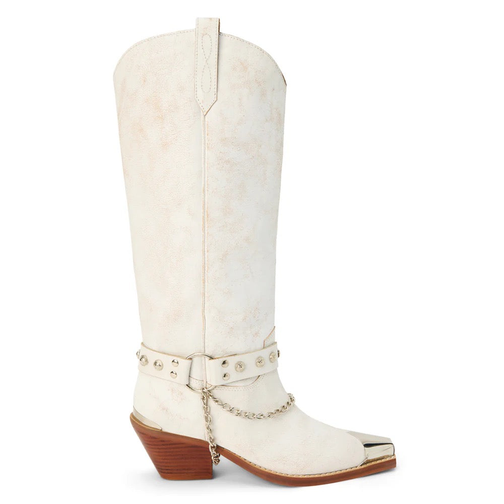 Brazen Distressed White Cowgirl Boots