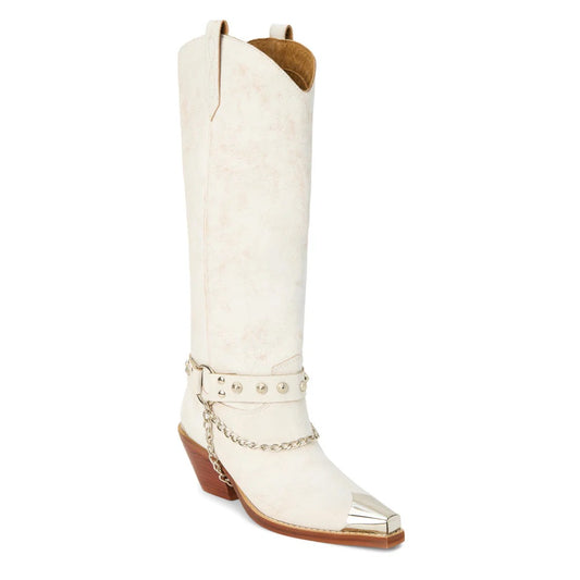Brazen Distressed White Cowgirl Boots