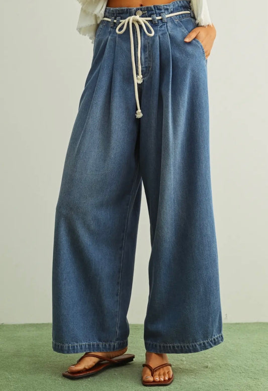 Cotton Belt Tencel Denim Pants