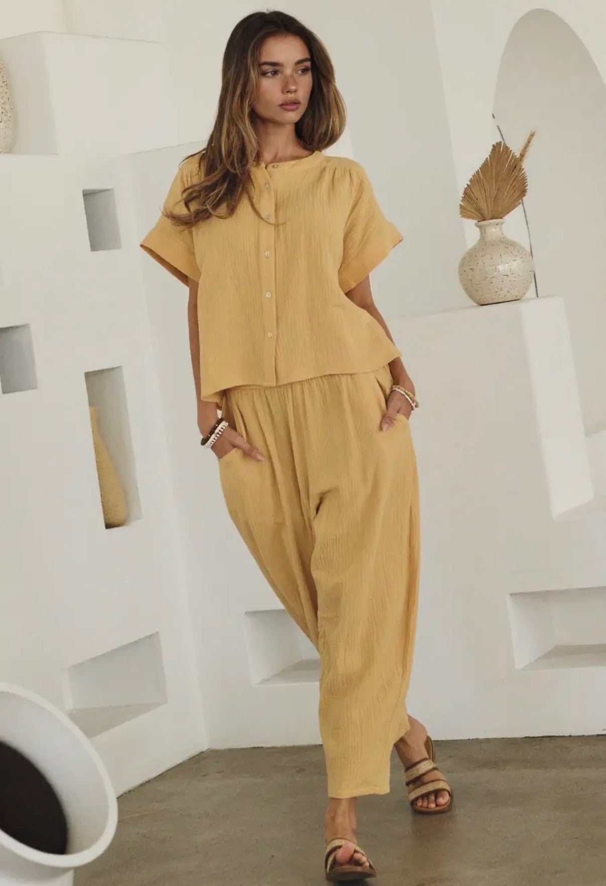 Eggnog Cotton Gauze Two Piece Set