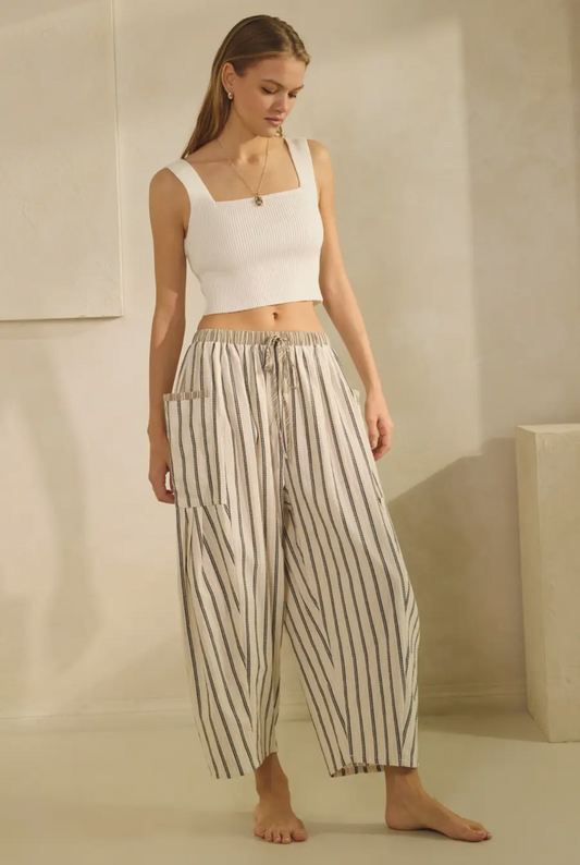 Textured Striped Balloon Pants