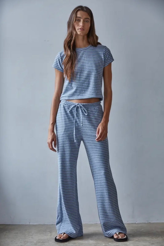 Blue/Gray Stripe Tee and Pants Set