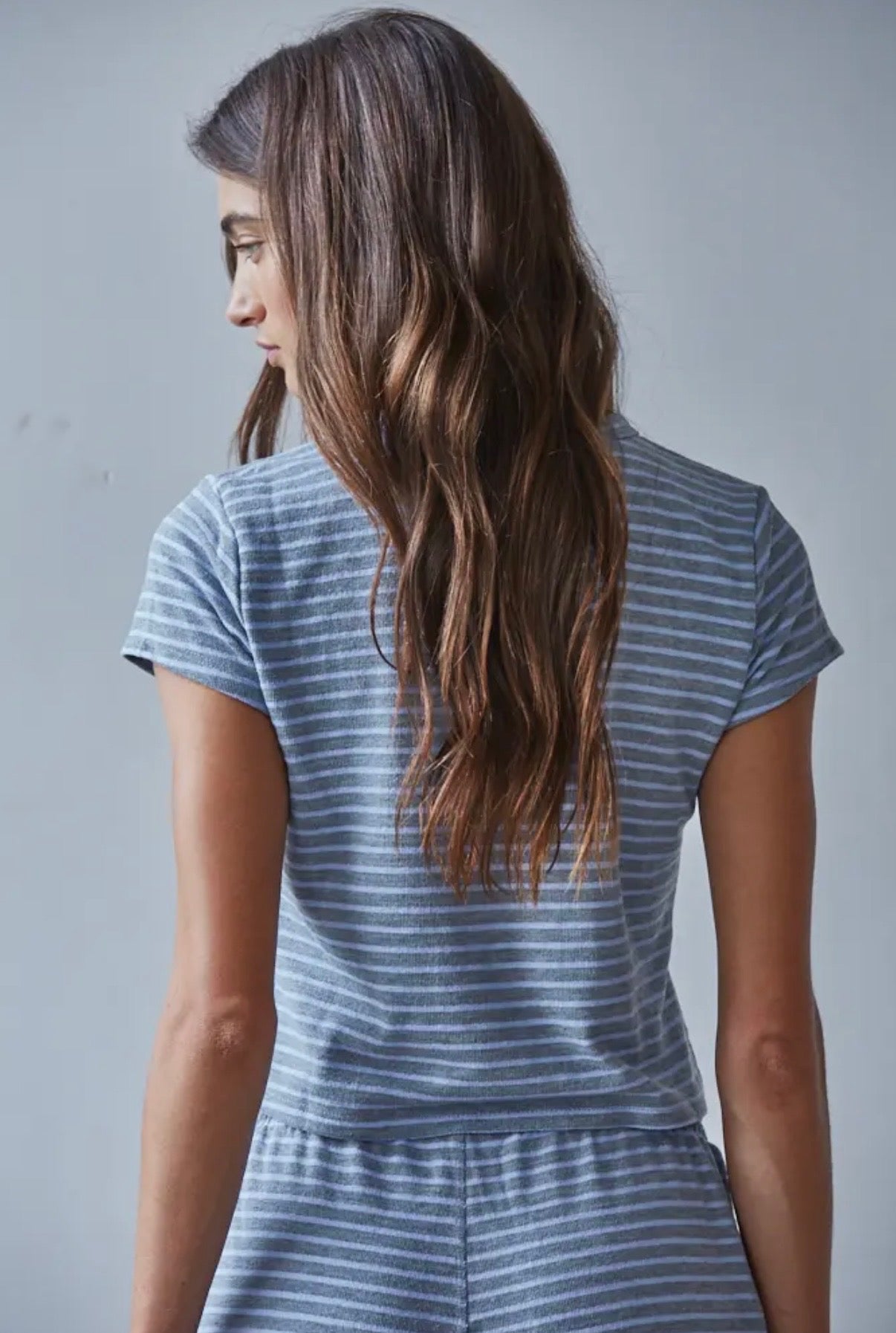 Blue/Gray Stripe Tee and Pants Set