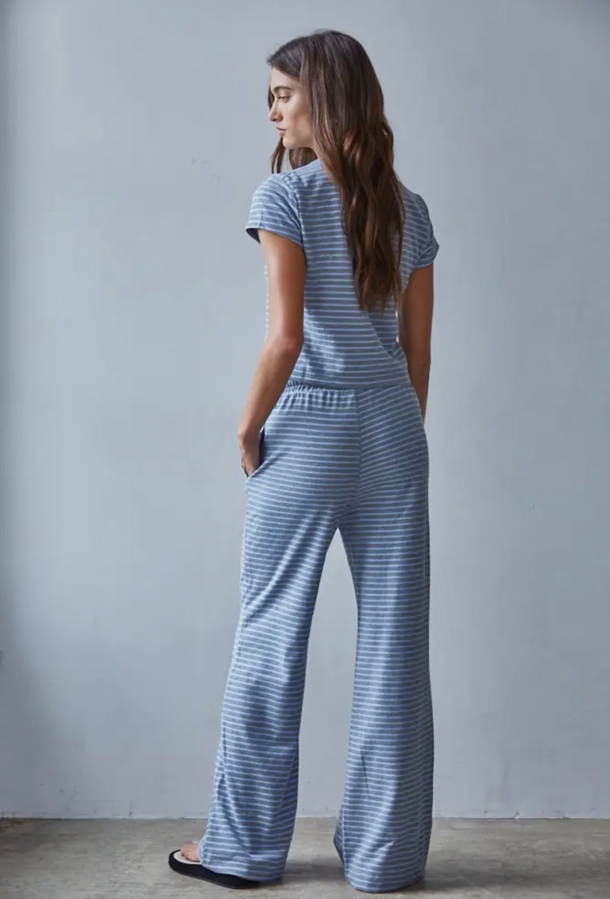 Blue/Gray Stripe Tee and Pants Set