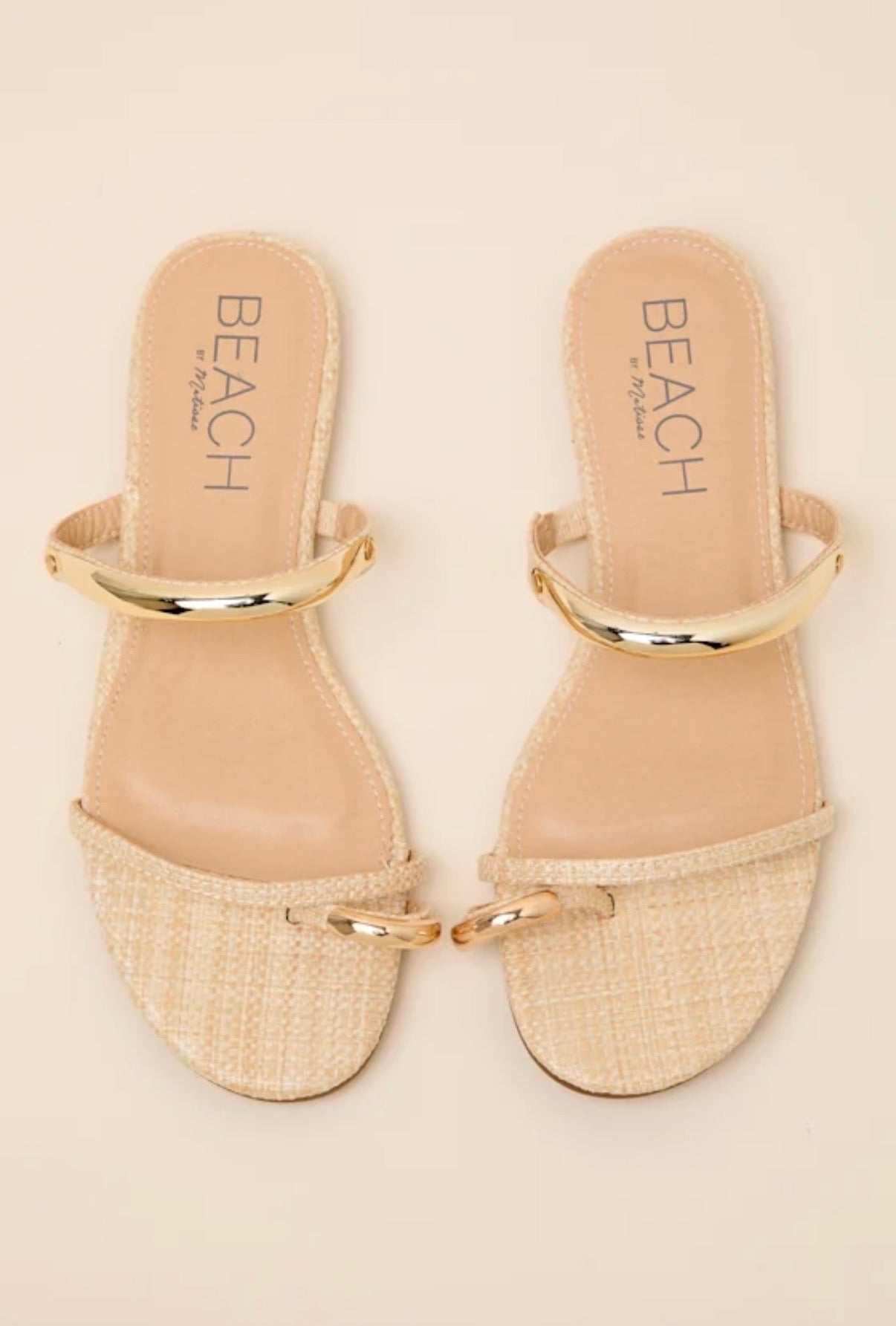 Vaca Natural Gold Slip On Sandals