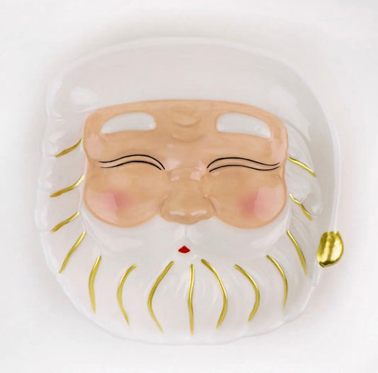 WHITE SANTA CERAMIC DESSERT PLATE 7 INCH