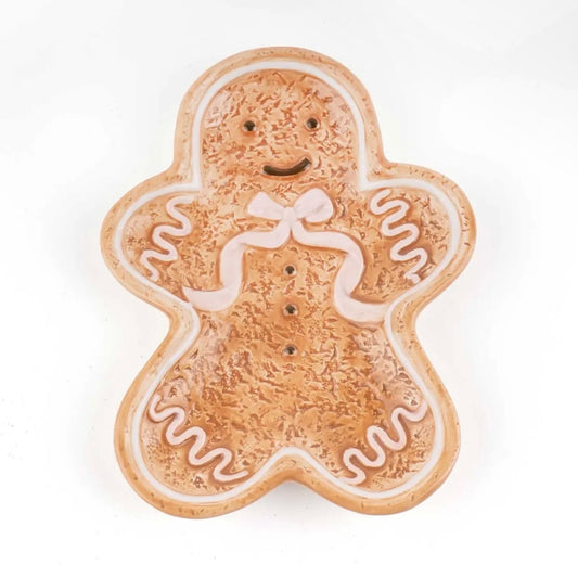 GINGERBREAD MAN CERAMIC DESSERT PLATE 7 INCH