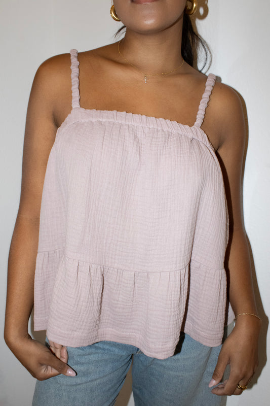 Violet Tiered Gauze Tank Top